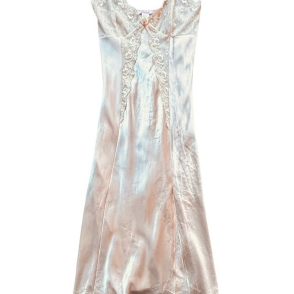 🤘🏼Vintage Grunge Goddess Satin & Lace Front Slit Slip/Slipdress - Picture 4 of 13
